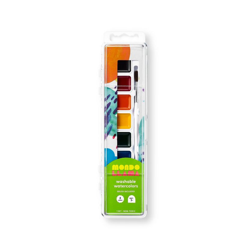 slide 1 of 5, 8ct Washable Watercolor Set - Mondo Llama™: Water-Based Acrylic Paints, Multicolor, Craft Paint for Ages 3+, 8 ct