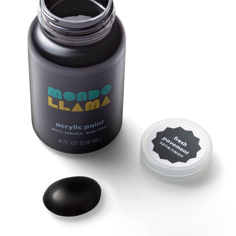 slide 2 of 3, 8 fl oz Satin Acrylic Paint Coal Gray - Mondo Llama™: Multi-Surface, Non-Toxic, Water-Based Craft Paint, 8 fl oz