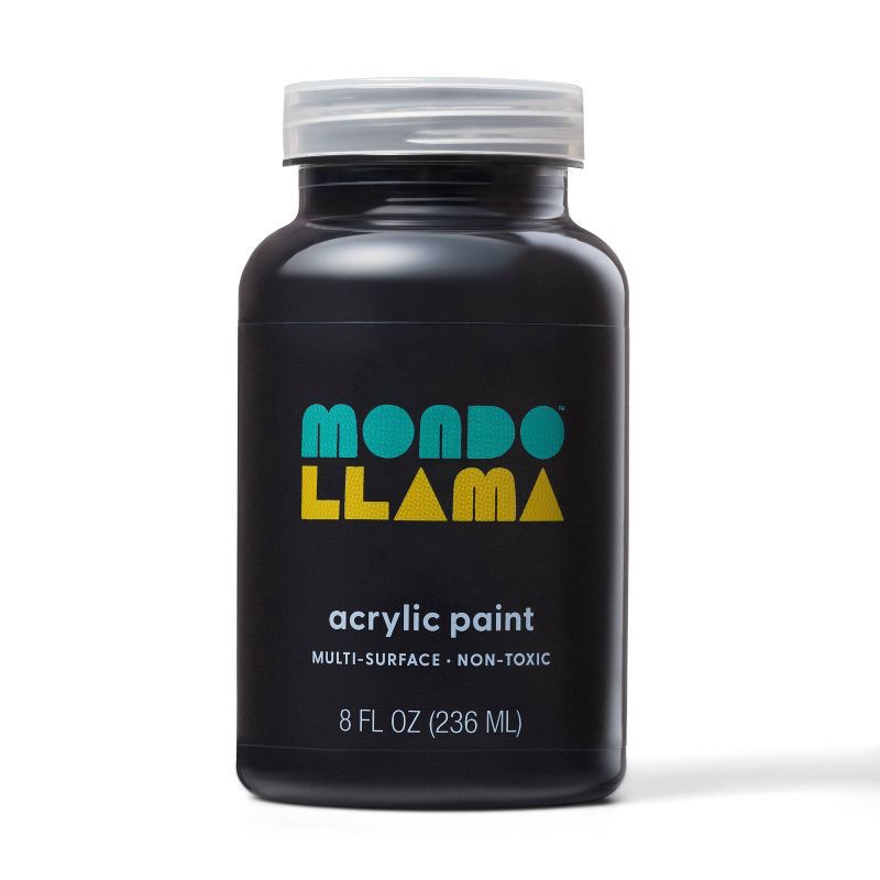 slide 1 of 3, 8 fl oz Satin Acrylic Paint Coal Gray - Mondo Llama™: Multi-Surface, Non-Toxic, Water-Based Craft Paint, 8 fl oz