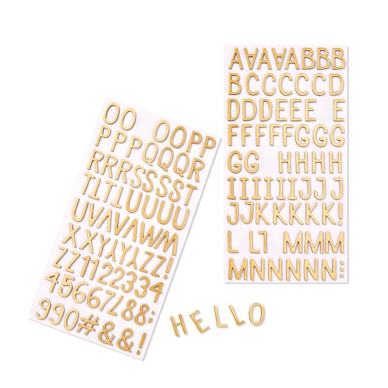slide 2 of 3, Alphabet Foam Stickers Gold Foil - Mondo Llama™: 147 Count, Letter & Number Stickers, 2 Sheets, 147 ct, 2 sheets