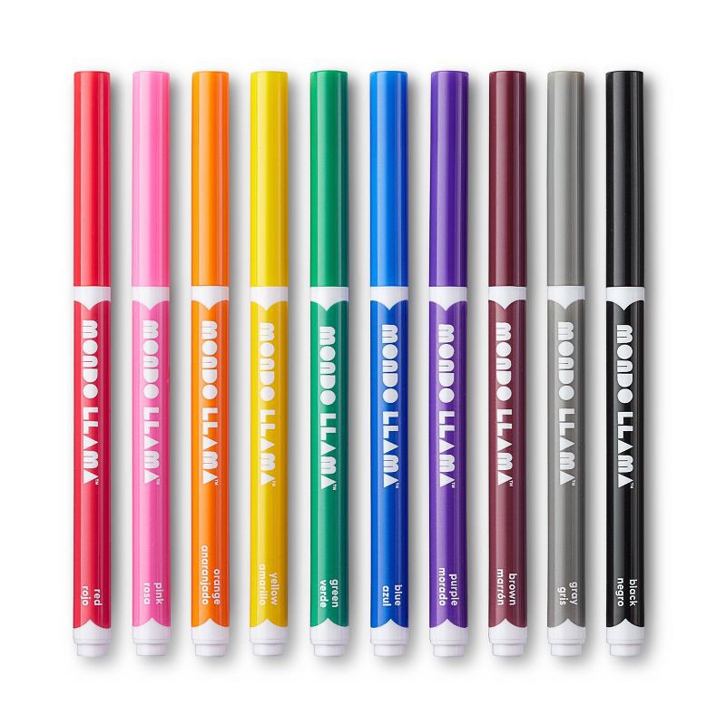 slide 2 of 5, 10ct Washable Markers Fine Tip Classic Colors - Mondo Llama™, 10 ct