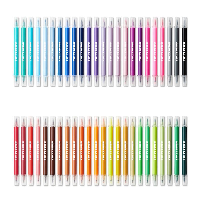 slide 2 of 5, 48ct Dual-Tip Brush Marker Set in Plastic Case - Mondo Llama™, 48 ct