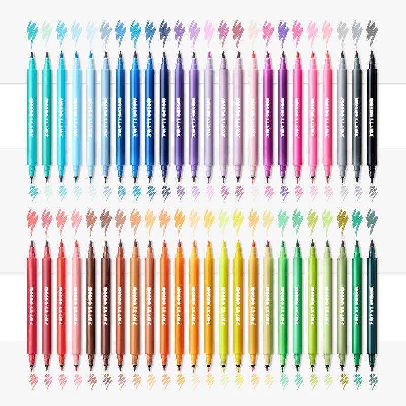 slide 4 of 5, 48ct Dual-Tip Brush Marker Set in Plastic Case - Mondo Llama™, 48 ct