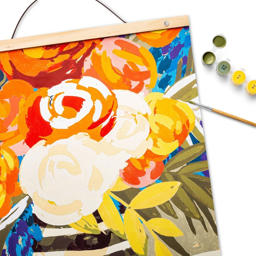 slide 2 of 7, Paint-By-Number Canvas Kit Floral in Vase - Mondo Llama, 1 ct