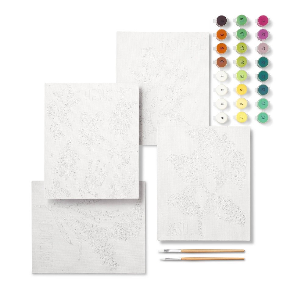 4pk Paint-By-Number Canvas Board Kit Florals - Mondo Llama™