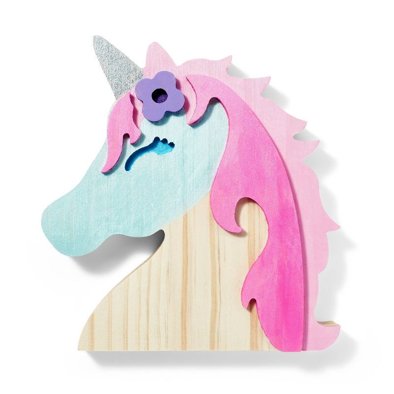 slide 2 of 3, Freestanding Wood Unicorn - Mondo Llama™: Unfinished Craft, 6" Tall, Animal Theme, Ages 3+, 1 ct