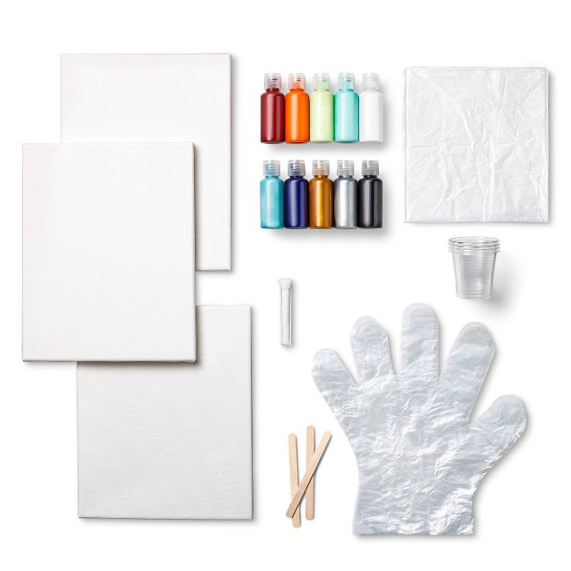 slide 2 of 4, Kickin' Kaleidoscope Paint Pouring Kit - Mondo Llama™: Includes Canvases, Acrylic Paint, Craft Supplies, Ages 12+, 1 ct