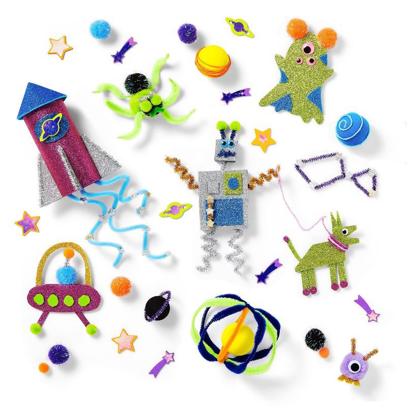 slide 4 of 4, Cosmic Bucket of Crafts Set - Mondo Llama™: DIY Art Kit with Pom Poms, 336 Pieces, Ages 6+, 336 ct