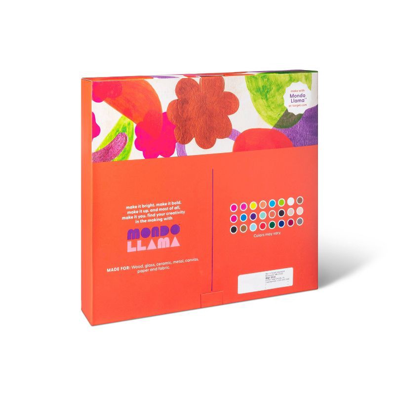 slide 3 of 5, 24ct Acrylic Paint Set Metallic/Neon/Glitter - Mondo Llama™: Non-Toxic Craft Paints for Kids, Water-Based, Multicolor, 24 ct