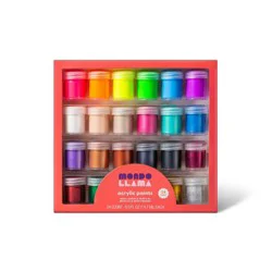 24ct Acrylic Paint Set Metallic/Neon/Glitter - Mondo Llama™: Non-Toxic Craft Paints for Kids, Water-Based, Multicolor