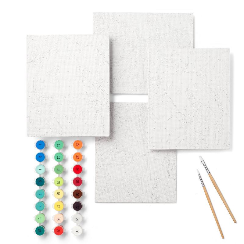 slide 2 of 6, 4pk Paint-By-Number Canvas Board Kit Jungle - Mondo Llama™: Adult DIY Painting Kit with Acrylic Paint & Brush, 4 ct