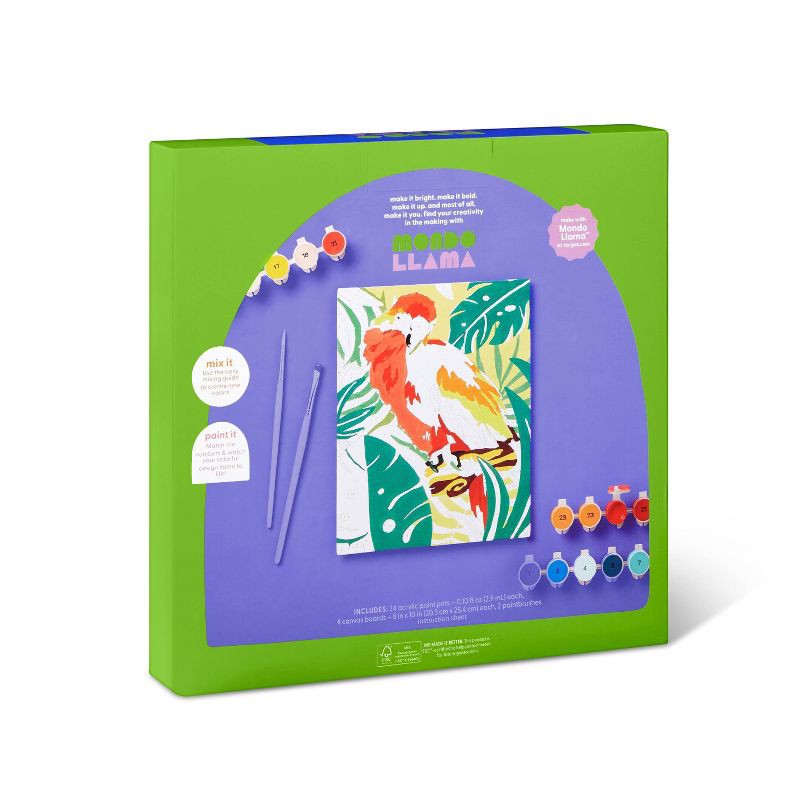 slide 3 of 6, 4pk Paint-By-Number Canvas Board Kit Jungle - Mondo Llama™: Adult DIY Painting Kit with Acrylic Paint & Brush, 4 ct