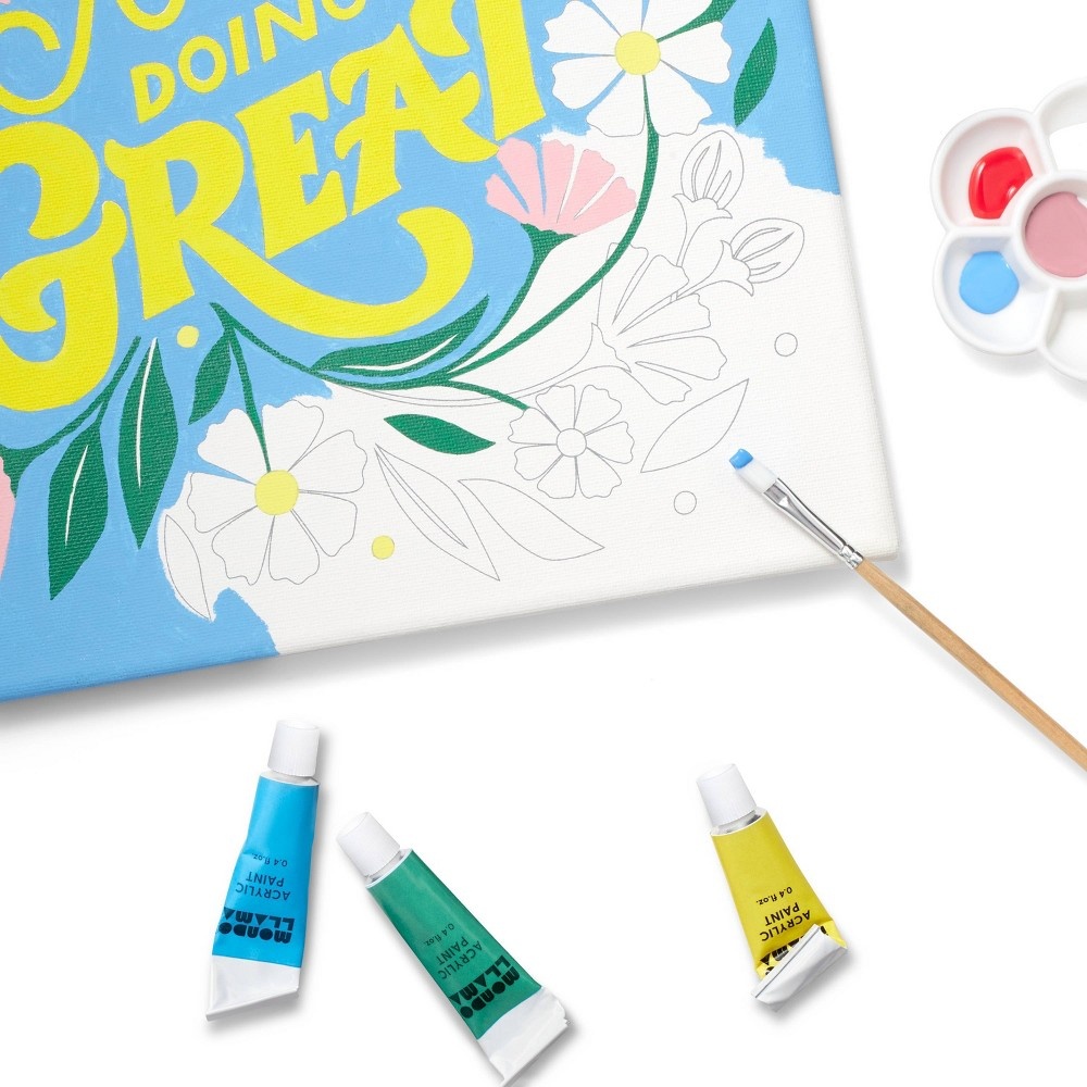 slide 4 of 5, 11"x11" Paint-Your-Own Canvas Kit You're Doing Great - Mondo Llama, 1 ct