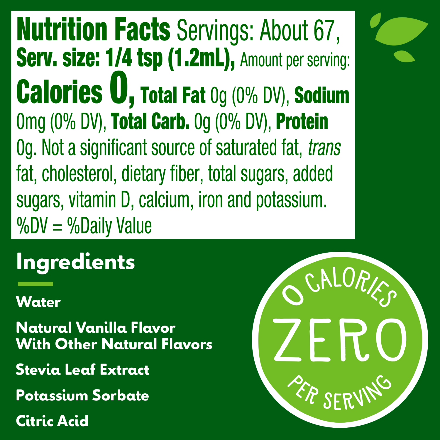 slide 3 of 3, Truvia Zero-Calorie Liquid Sweetener from the Stevia Leaf, 2.7 fluid ounce bottle, Vanilla flavor, 2.7 fl oz