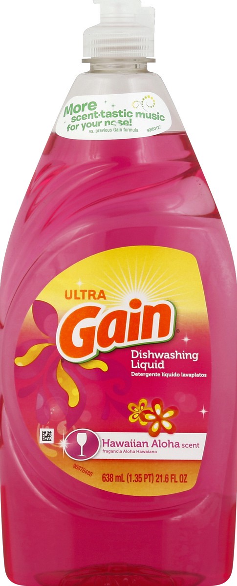 slide 1 of 8, Gain Hawaiian Aloha Dish Detergent Ultra, 21.6 oz