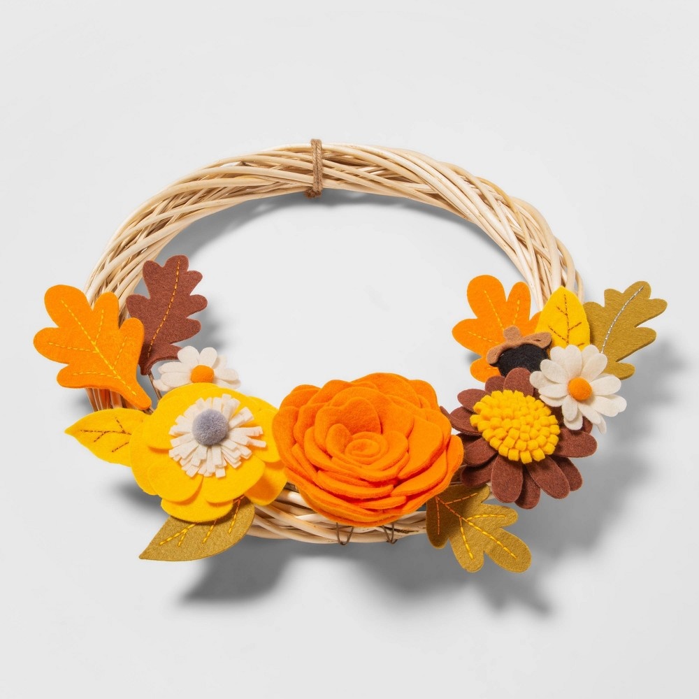 slide 3 of 3, Harvest Indoor Fabric Wreath Hoop with Felt Flowers - Hyde & EEK! Boutique, 1 ct