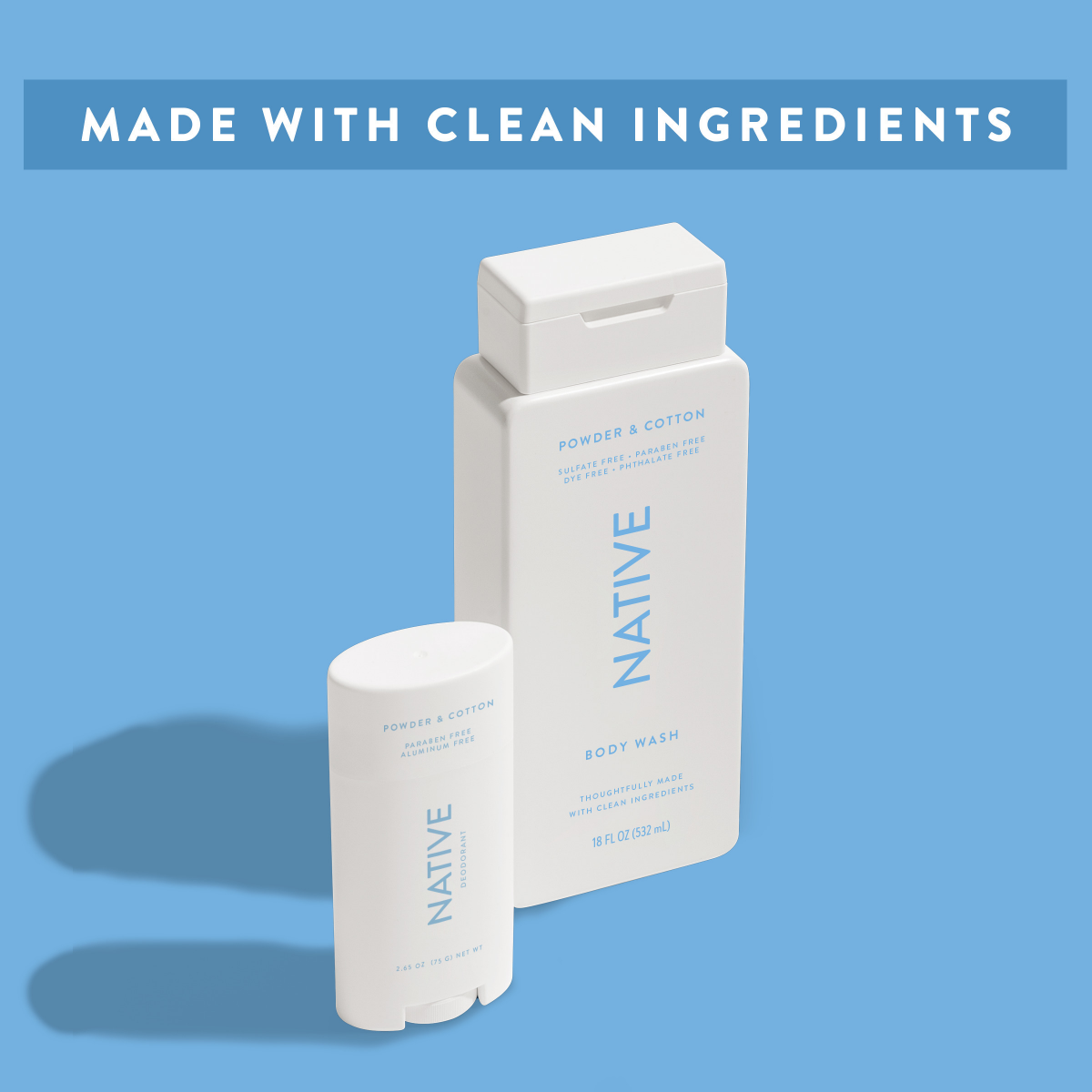 slide 8 of 8, Native Body Wash, Powder & Cotton, 18 oz