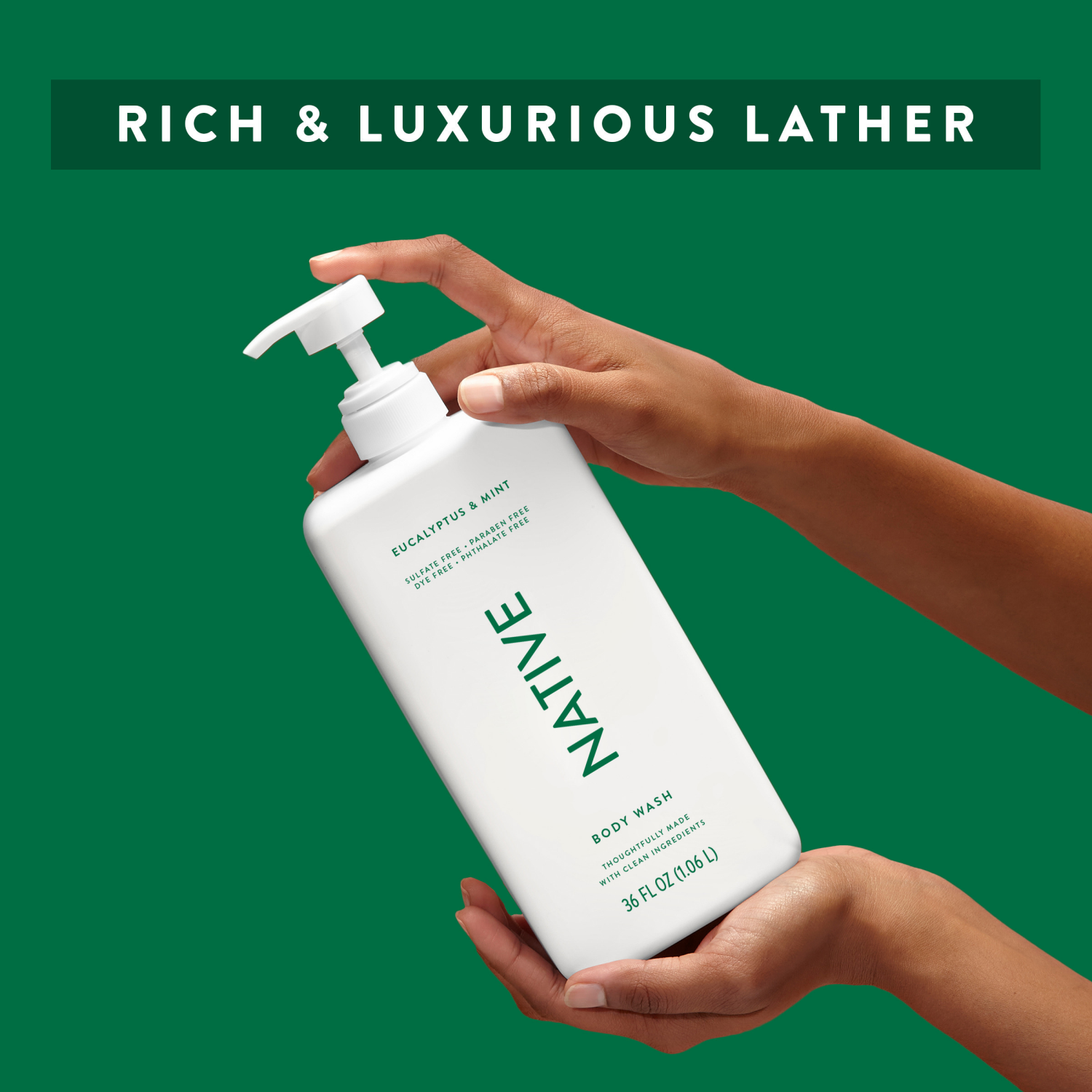 slide 2 of 7, Native Body Wash, Eucalyptus & Mint, Sulfate Free, for Women and Men, 36 oz, 36 oz