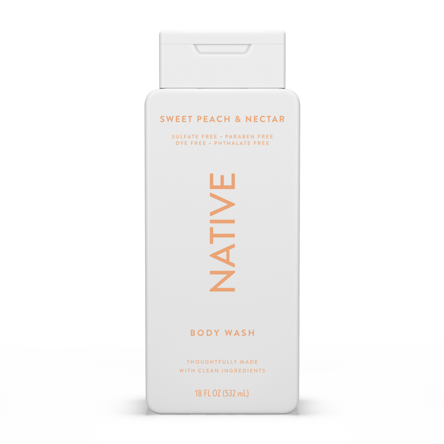 slide 7 of 8, Native Body Wash, Sweet Peach & Nectar, Sulfate Free, for Women and Men, 18 oz, 18 fl oz