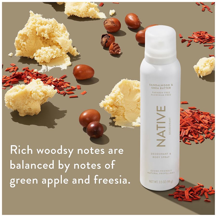 slide 5 of 5, Native Aluminum Free Deodorant Spray Sandalwood & Shea Butter, 3.5 oz