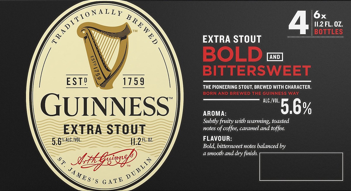 slide 4 of 6, Guinness Extra Stout Imported Beer 24Pk, 288 fl oz