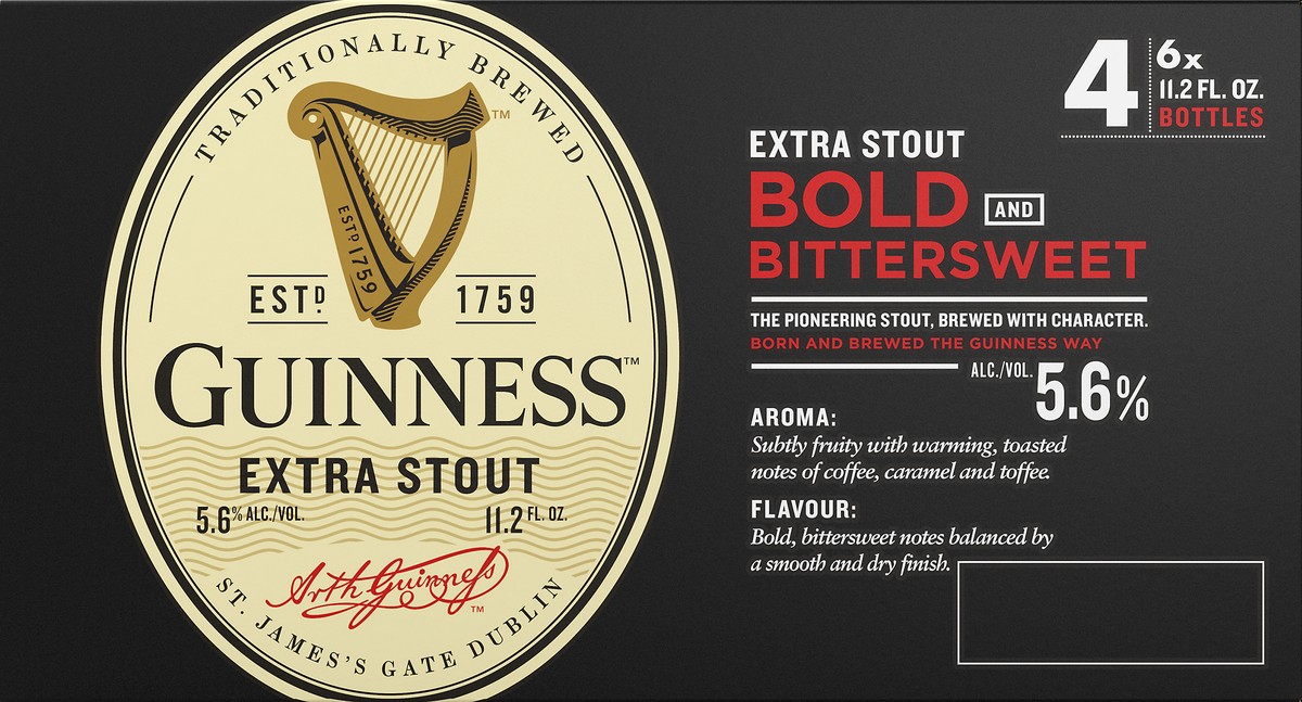 slide 3 of 6, Guinness Extra Stout Imported Beer 24Pk, 288 fl oz