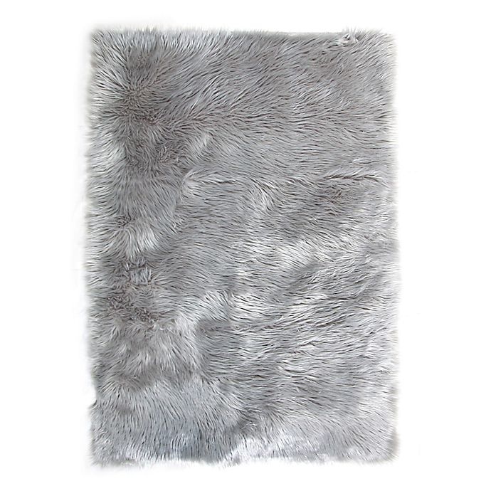 slide 1 of 1, Tadpoles Faux Fur Shag Area Rug - Grey, 4 ft x 6 ft