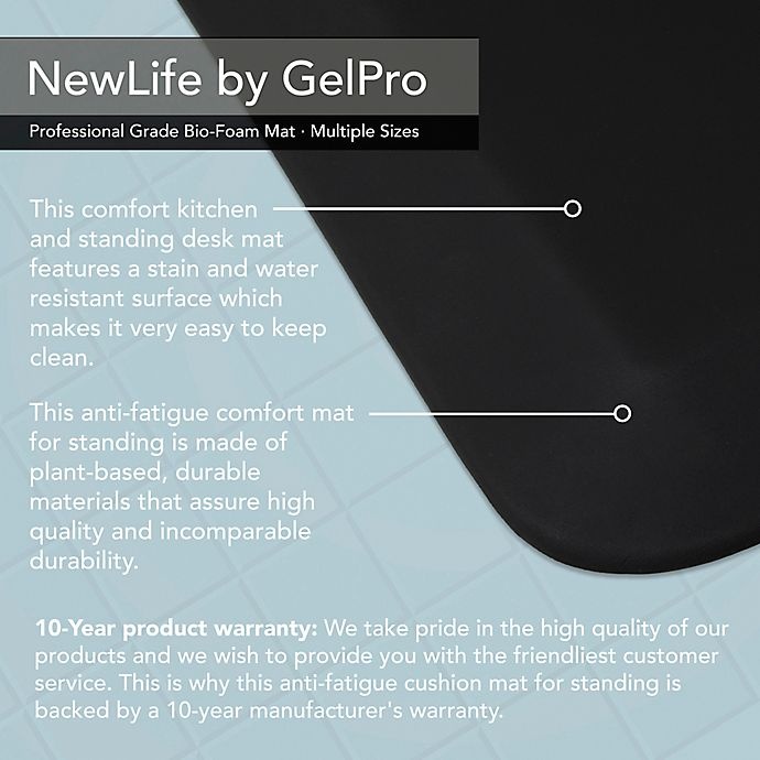 slide 3 of 6, GelPro NewLife Bio-Foam Comfort Mat - Midnight, 20 in x 32 in