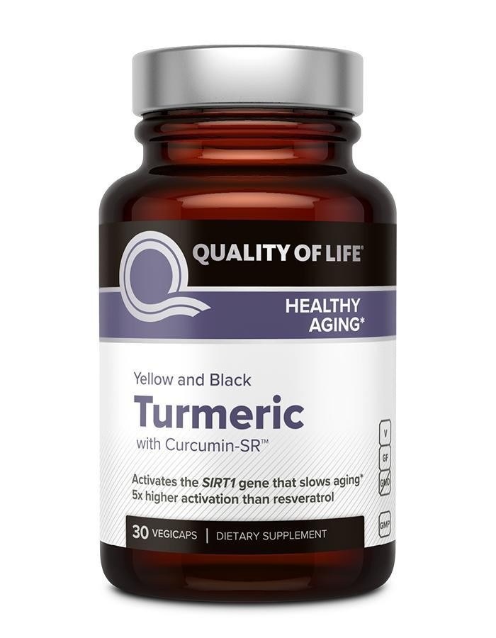 slide 1 of 1, Quality Of Life Yellow And Black Turmeric With Curcumin-Sr, 30 ct