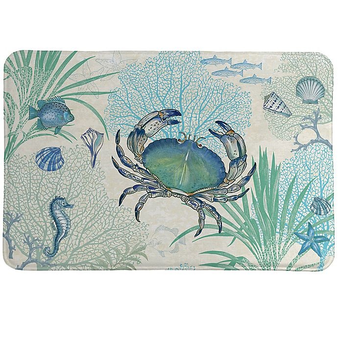 slide 1 of 1, Laural Home Blue Crab Memory Foam Rug, 1 ct