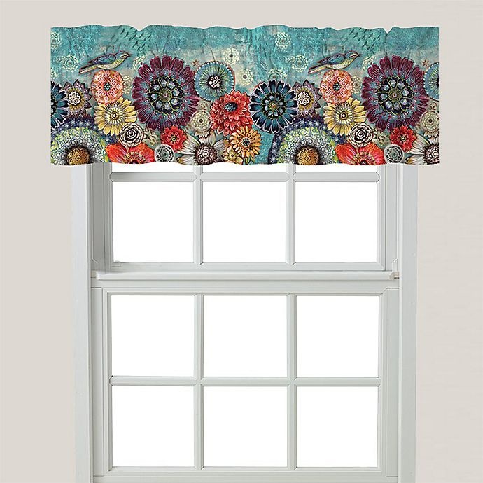 slide 1 of 1, Laural Home Blue Bird Boho Window Valance, 1 ct