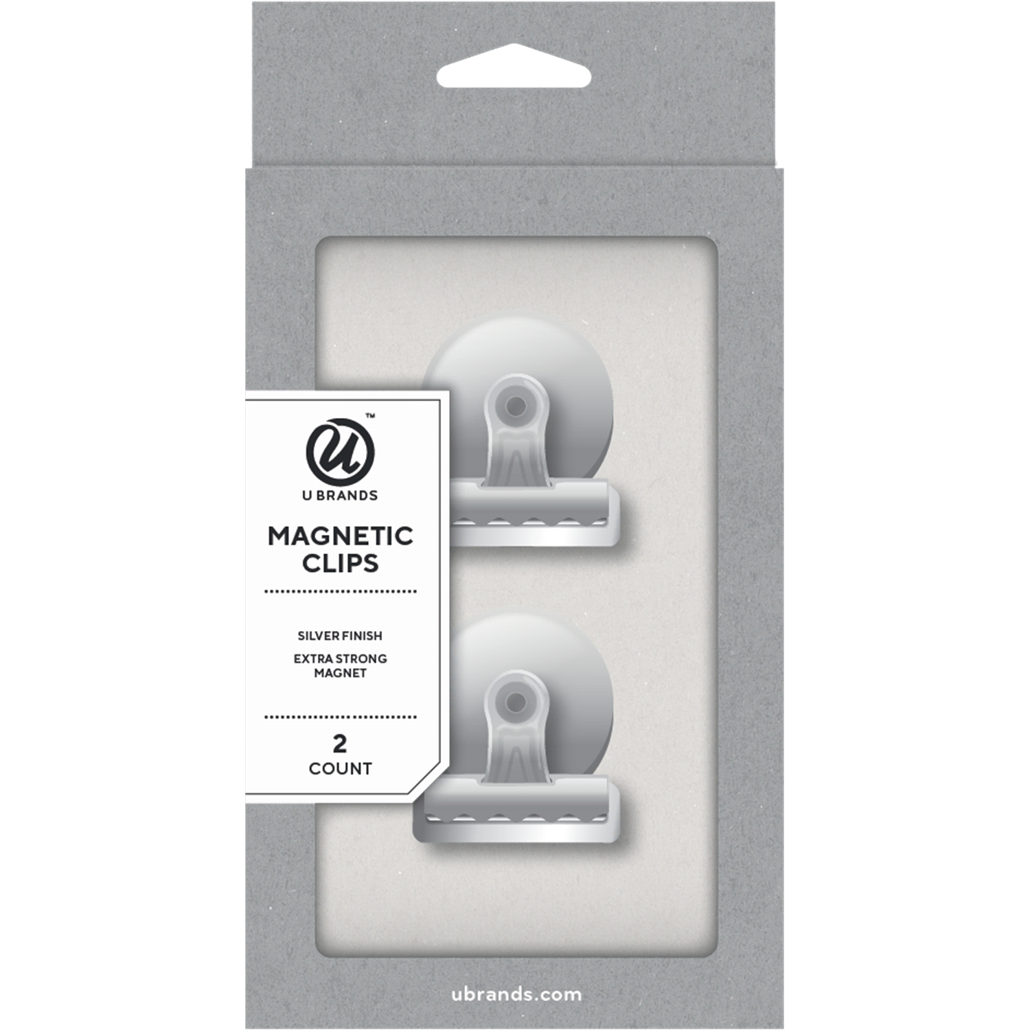 slide 1 of 1, U Brands Magnetic Clips, Silver, 2 ct