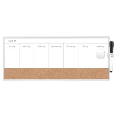 slide 1 of 4, U Brands 7.5"x18" Magnetic Dry Erase Weekly Calendar Board, 1 ct