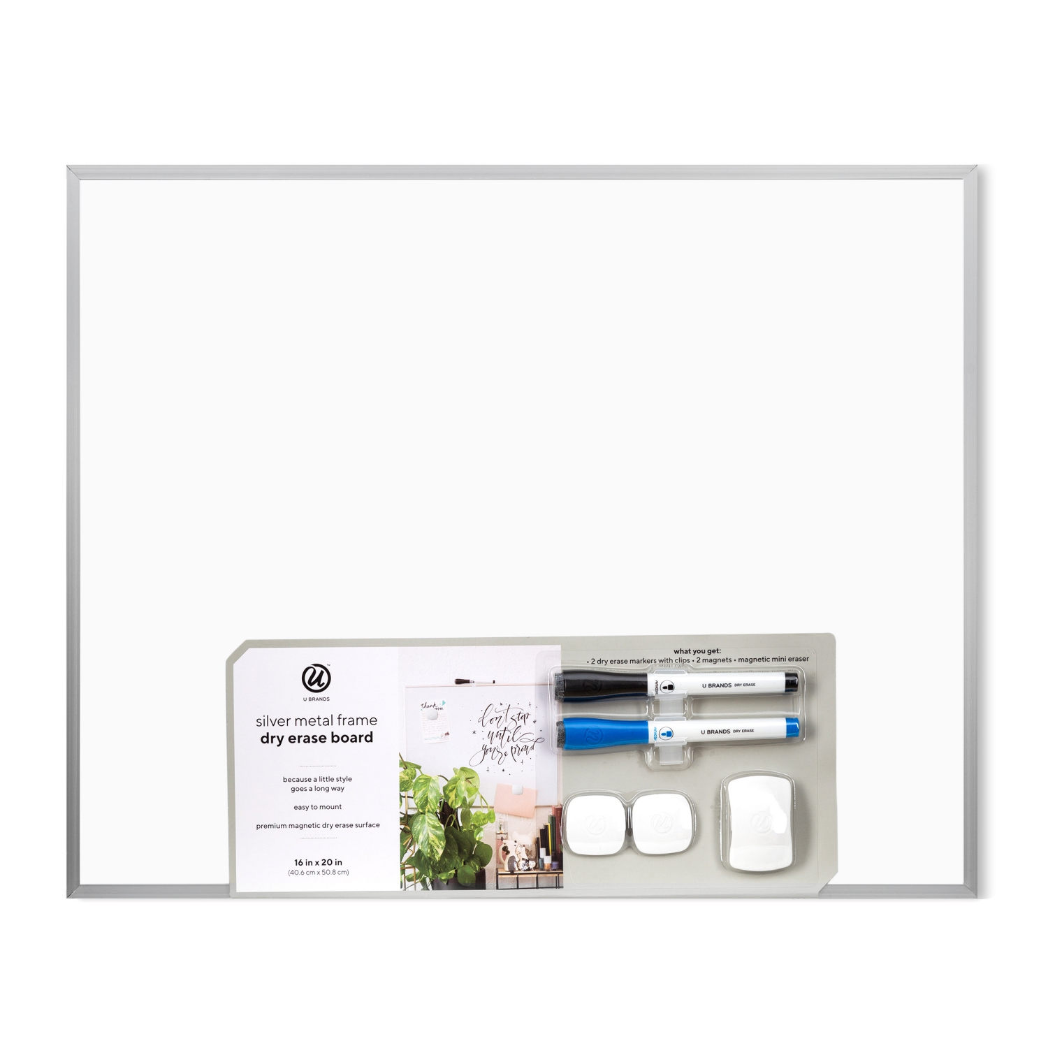 slide 1 of 3, U Brands Metal Frame Dry Erase Board 1 ea, 1 ct
