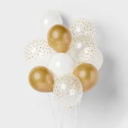 20ct Confetti Balloon Pack Gold/White - Spritz™