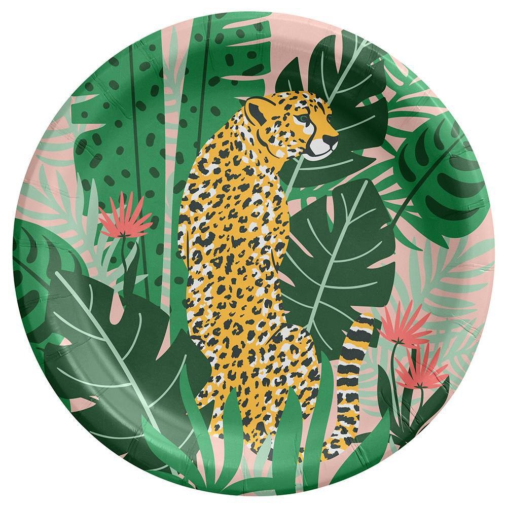 slide 1 of 2, 8.5" Jungle Cat Dinner Paper Plates - Spritz, 20 ct