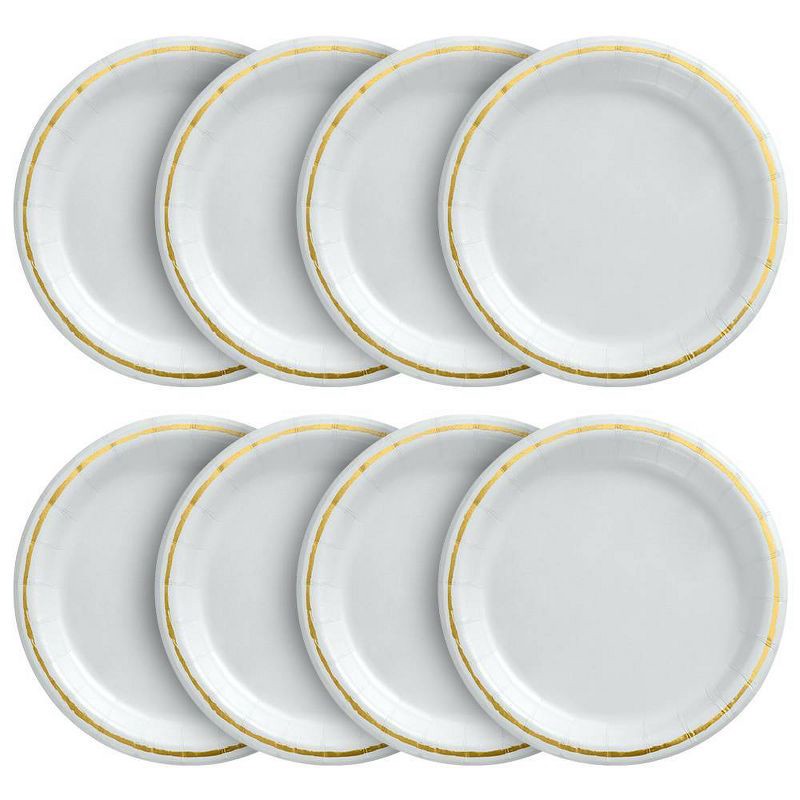 slide 2 of 2, 6.75" Snack Paper Plate White/Gold - Spritz, 1 ct