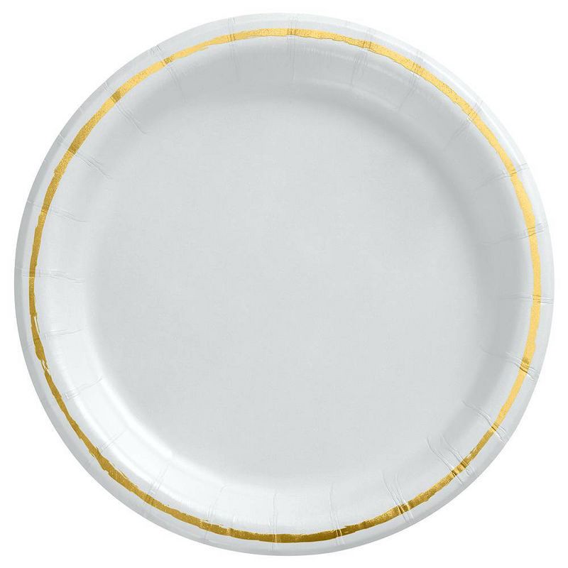 slide 1 of 2, 6.75" Snack Paper Plate White/Gold - Spritz, 1 ct