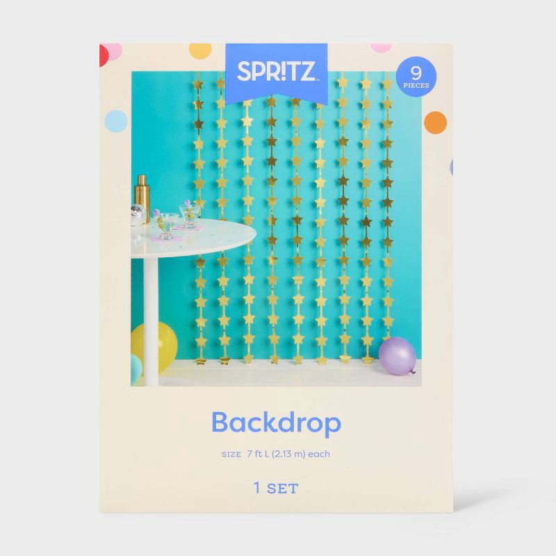 slide 4 of 4, 9ct Star Backdrop Party Decoration Gold - Spritz™, 9 ct