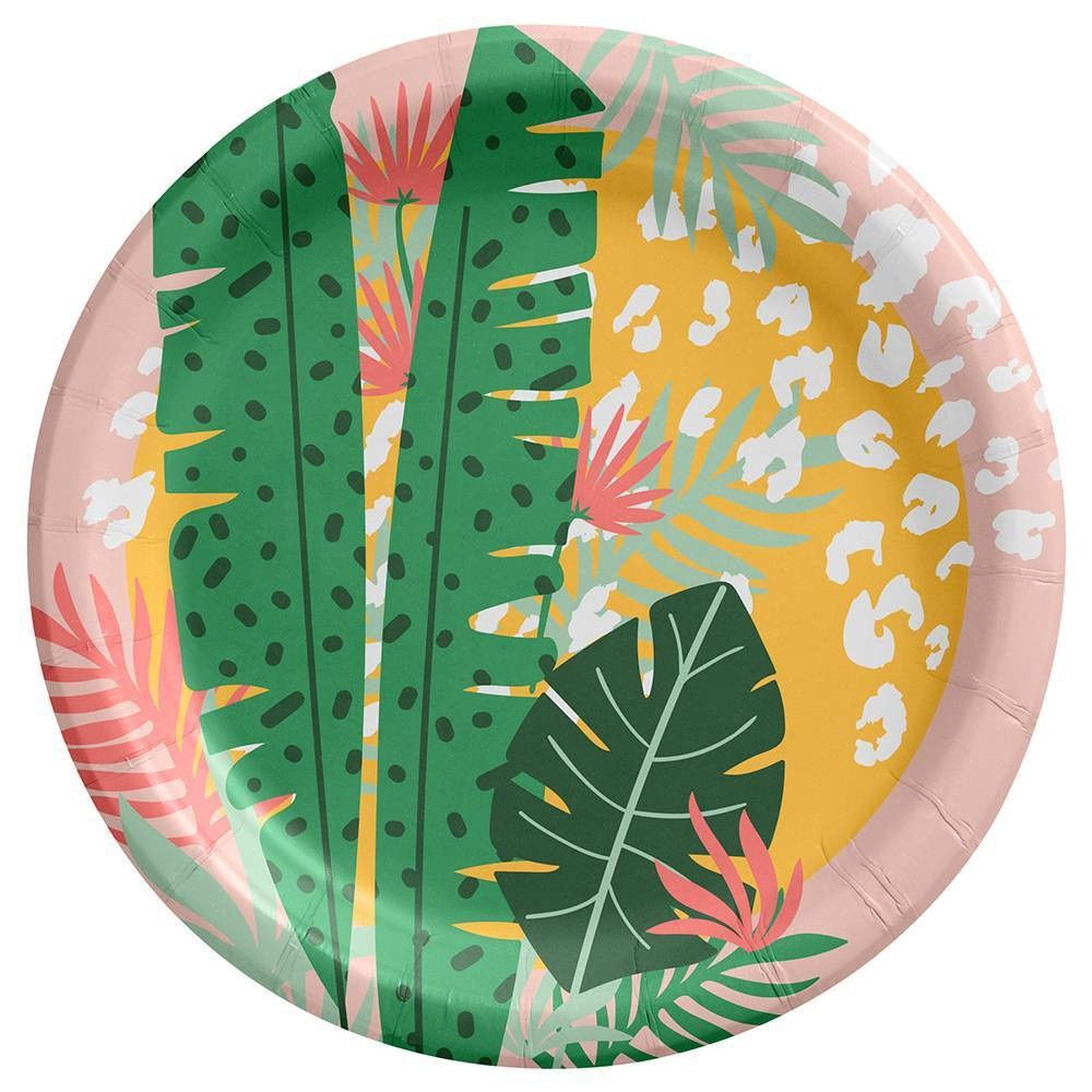 slide 1 of 2, 6.75" Jungle Cat Snack Paper Plates - Spritz, 20 ct