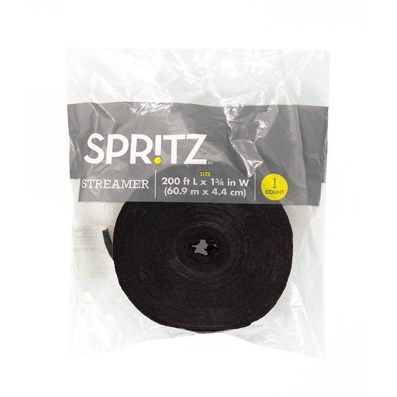 slide 2 of 3, 200' Crepe Streamer Party Decorations Black - Spritz™, 1 ct