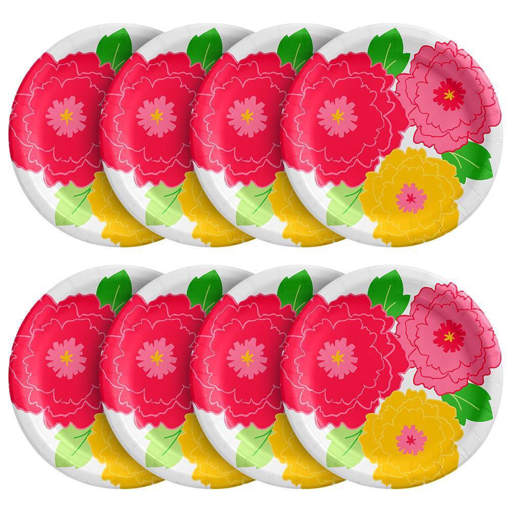 slide 2 of 2, 6.75" 20ct Floral/Cactus Snack Paper Plates - Spritz, 20 ct