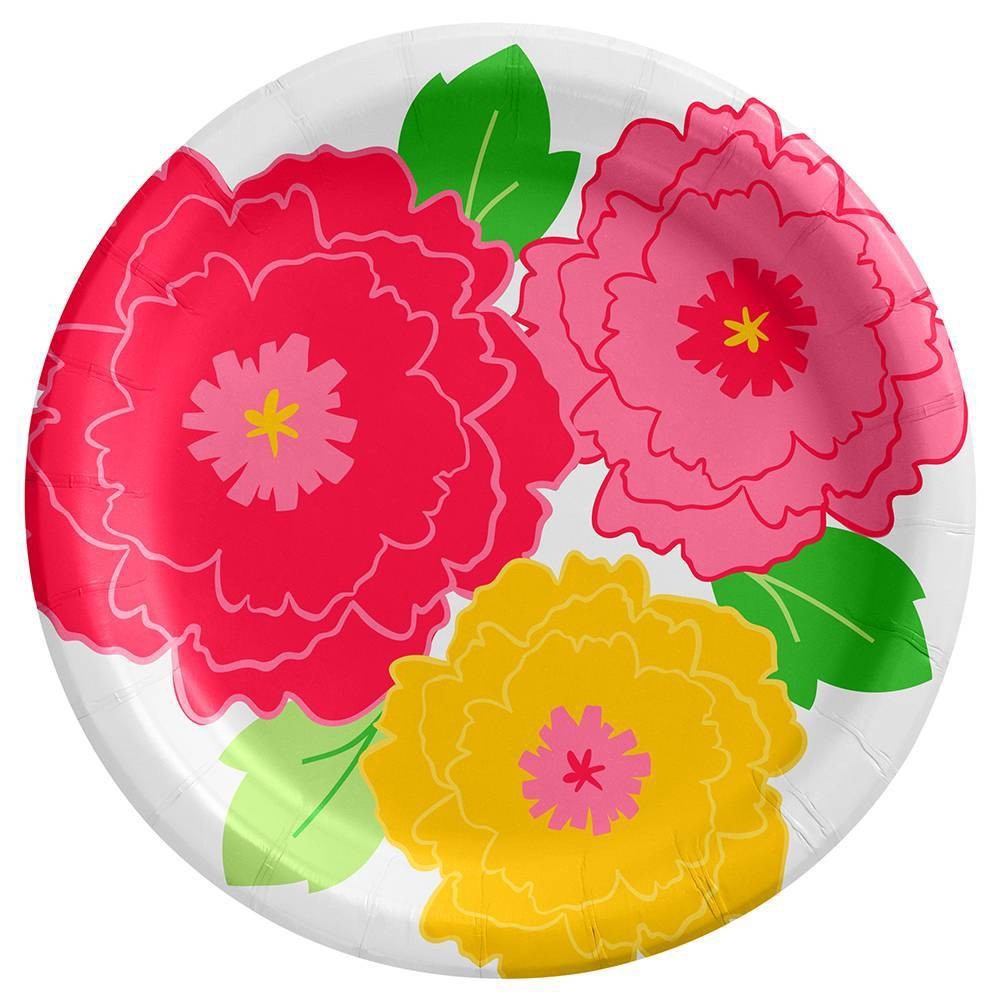 slide 1 of 2, 6.75" 20ct Floral/Cactus Snack Paper Plates - Spritz, 20 ct