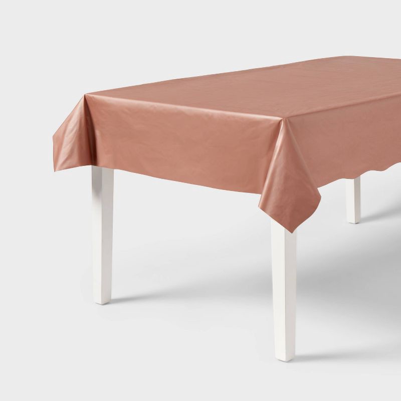 slide 1 of 3, Disposable Chrome Table Cover Pink/Gold - Spritz™, 1 ct