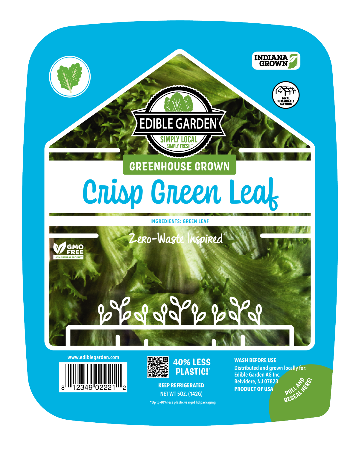 slide 1 of 1, Edible Garden Crisp Green Leaf, 5 oz