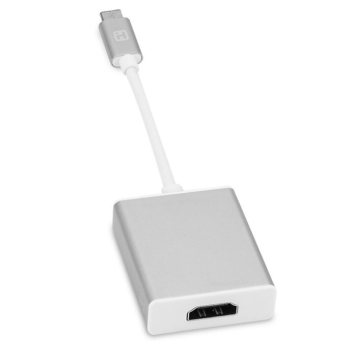 slide 1 of 1, iHome USB-C to HDMI Display Adapter - Silver, 6 in