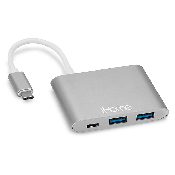 slide 1 of 1, iHome USB-C with 3 USB Ports - Silver, 1 ct