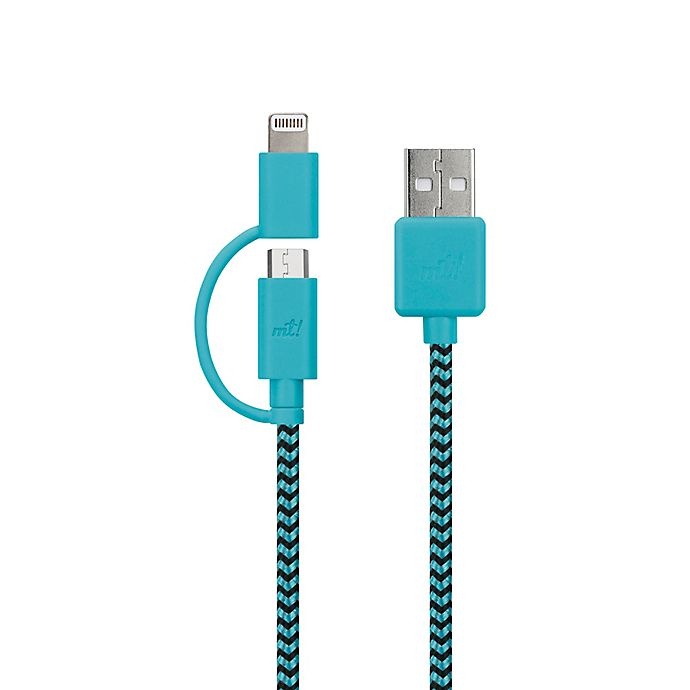 slide 2 of 3, MyTech Multicolor Braided Nylon Micro USB & Lightning Cable, 6 ft