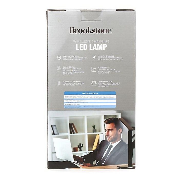 slide 4 of 5, Brookstone Wireless Charging Desk Lamp - Black, 1 ct