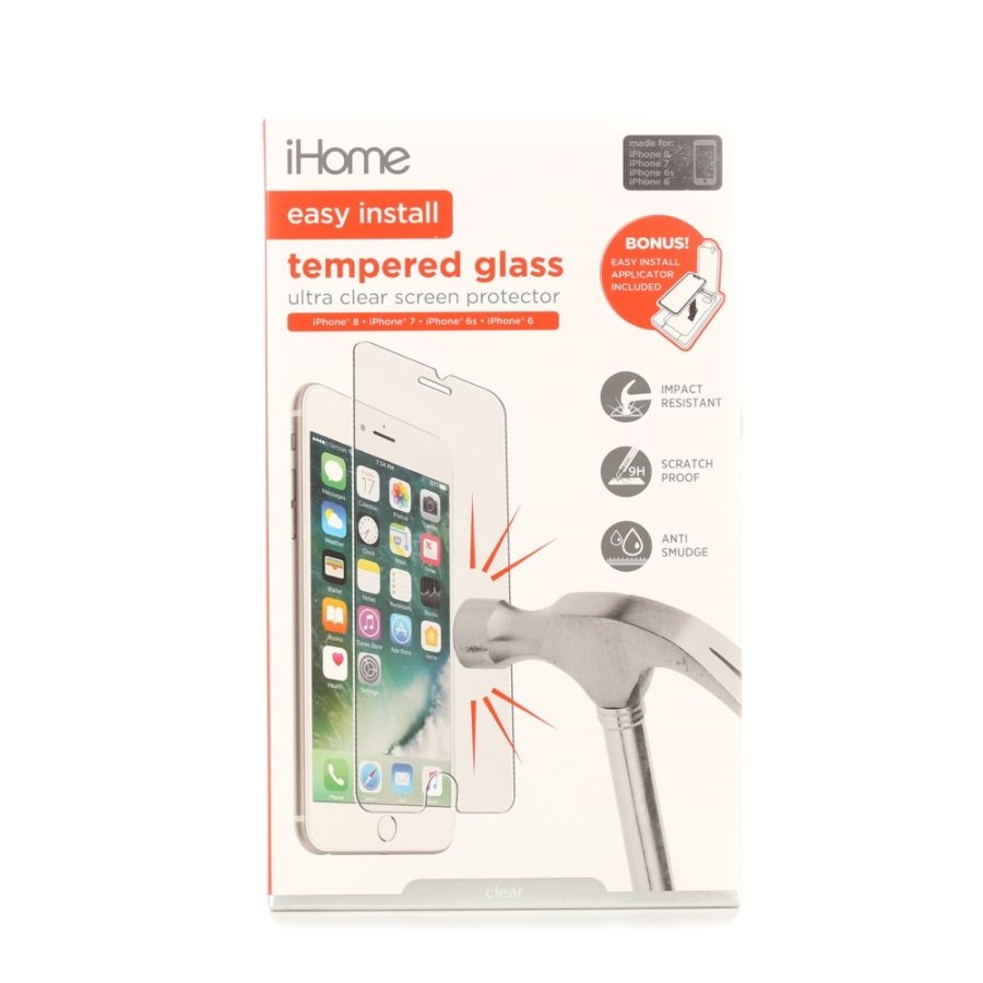 slide 2 of 3, iHome Tempered Glass Screen Protector For Apple Iphone 6/7/8, Clear, Ih8P530C-Od, 1 ct